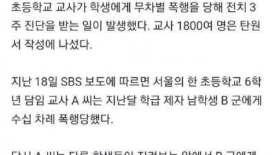   				교사 폭행한 초6 학부모가 실제로 한 말			