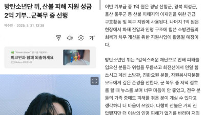 BTS 뷔 산불 피해 지원 위해 2억원 기부 