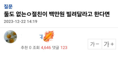 둘도 없는 절친이 100만원 빌려달라고 한다면