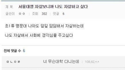 자살로 사회에 경각심을 주겠다는 커뮤인
