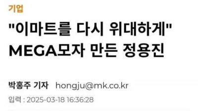 이마트를 다시 위대하게  MEGA 모자 만든 정용진 