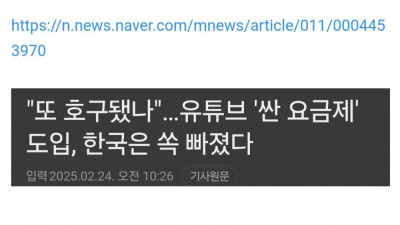 또 호구됐나... 유투브 라이트 한국만 제외
